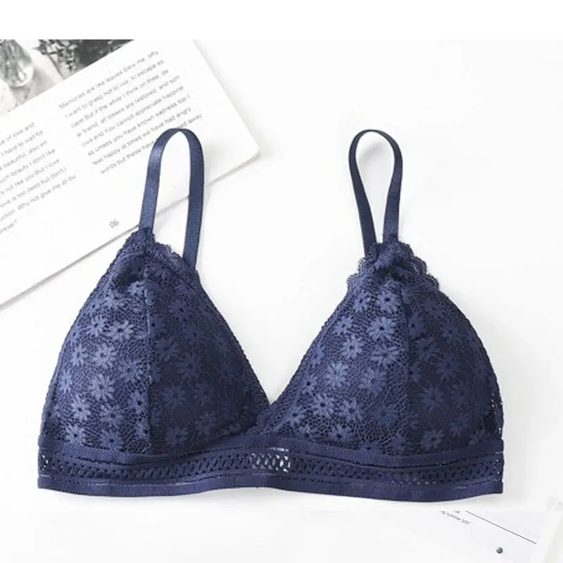 Set reggiseno da donna con retro in pizzo senza bordi in acciaio Coppa triangolare francese Confortevole copertura del torace Biancheria intima estensibile per la pelle — image 15