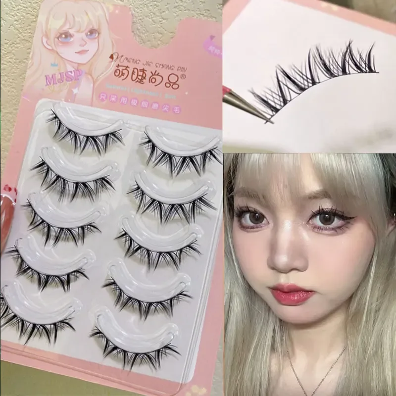 Faux-cils naturels à tige transparente fine, cils Manga, fournitures de cils novices, bâton de maquillage coréen — image 19