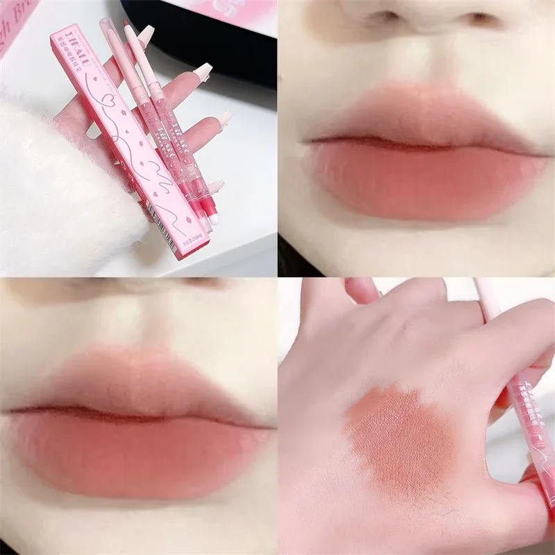 Rouge à lèvres mat, 2 couleurs, soyeux, lisse, facile à colorer, cosmétique, imperméable, durable, naturel, quotidien, maquillage pour femmes — image 2