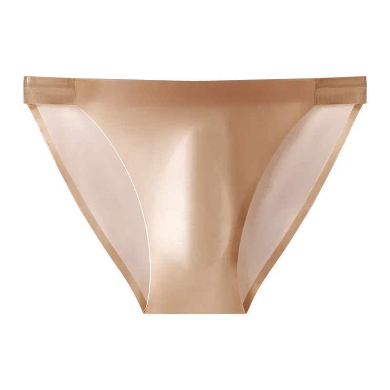 Slip da uomo senza cuciture ad asciugatura rapida Intimo tinta unita Seta di ghiaccio Mutande leggere e sottili Mutandine sexy traspiranti 3D Pouch Undies — image 2