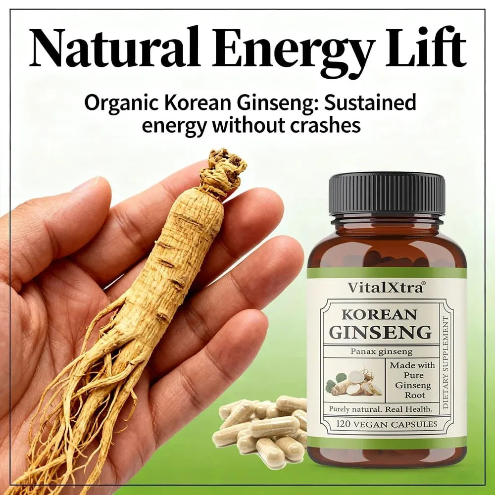 Supplément de ginseng coréen de 1 000 mg – Haute puissance pour la concentration énergétique, la vitalité et le soutien immunitaire pour les hommes et les femmes — image 2