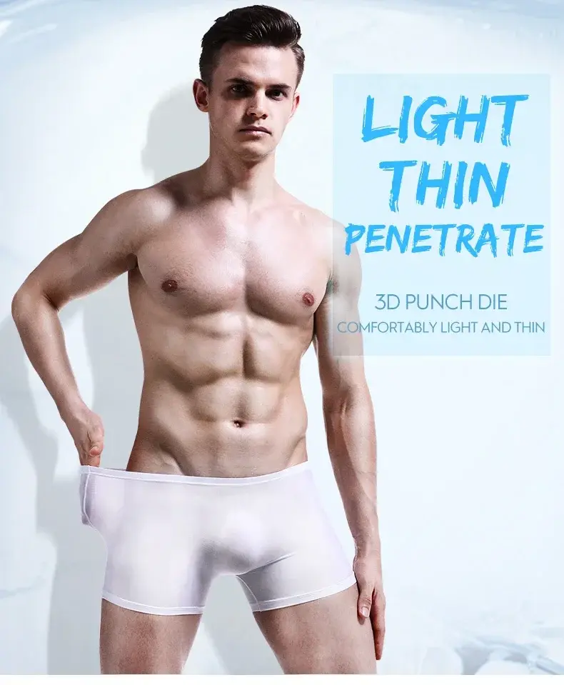 Eisseidenunterwäsche für Herren, nahtlos, ultradünn, transparent, Boxershorts, sexy, einteilig, Sommer, atmungsaktiv, Jugendflut, vier Ecken — image 1