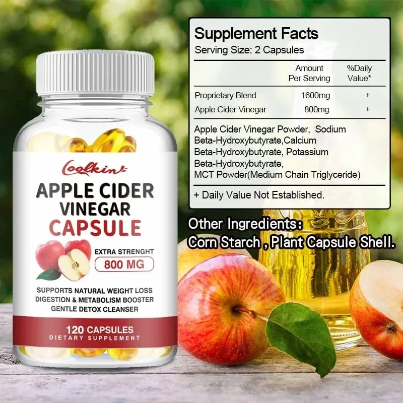 Kapsul Cuka Cider Epal - Membakar Lemak Selera Makan Menekan Pengurusan Berat Badan Suplemen Detoks — image 3