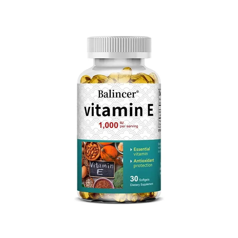 Capsule di vitamina E naturale Integratore antiossidante Supporto Pelle Capelli Unghie Cuore Cervello Sistema cardiovascolare e benessere Benessere