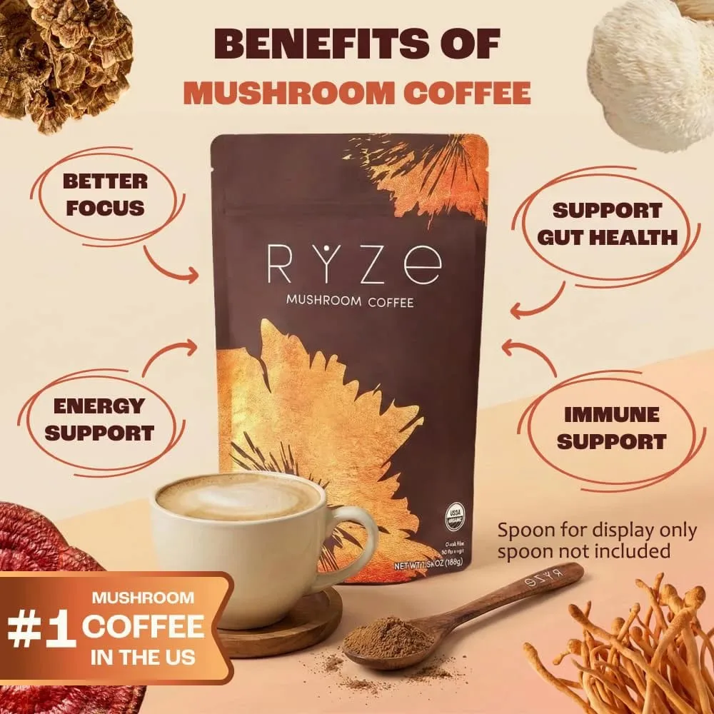 Caffè istantaneo ai funghi in polvere a tostatura media per un'immunità alla digestione focalizzata sull'energia — image 5