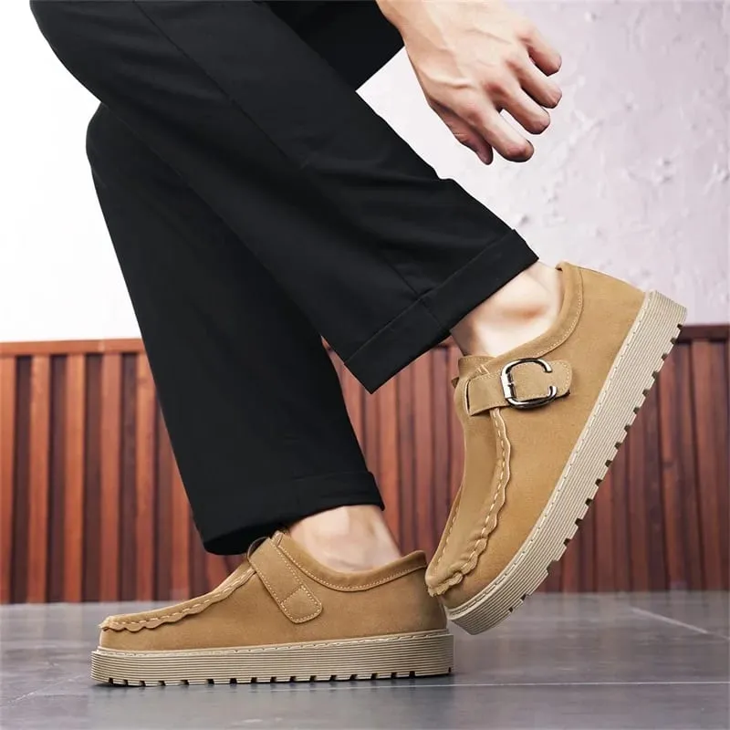 Loafers Kasual Suede Beige Lelaki dalam Saiz Besar Kasut Berjalan Tak Licin Bertapak Tebal Selesa Kasut Bergaya dan Bergaya 2025 — image 4