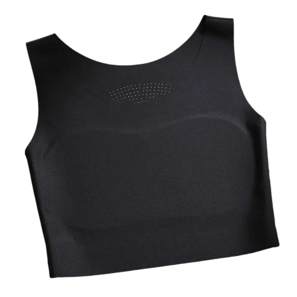 S/M/L/XL/XXL Chest Binding Underwear U Neck Design Fixed Cup Invisible Seamless Bra Soft Steel Ring Ice Silk Material — image 2