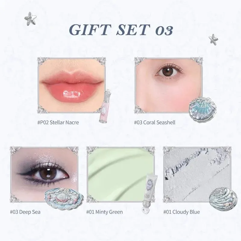 Flower Knows Shell Jewel Collection Set Hadiah Makeup Profesional Eyeshadow Blush Lip Glaze Setting Powder Correcting Primer Kit — image 11