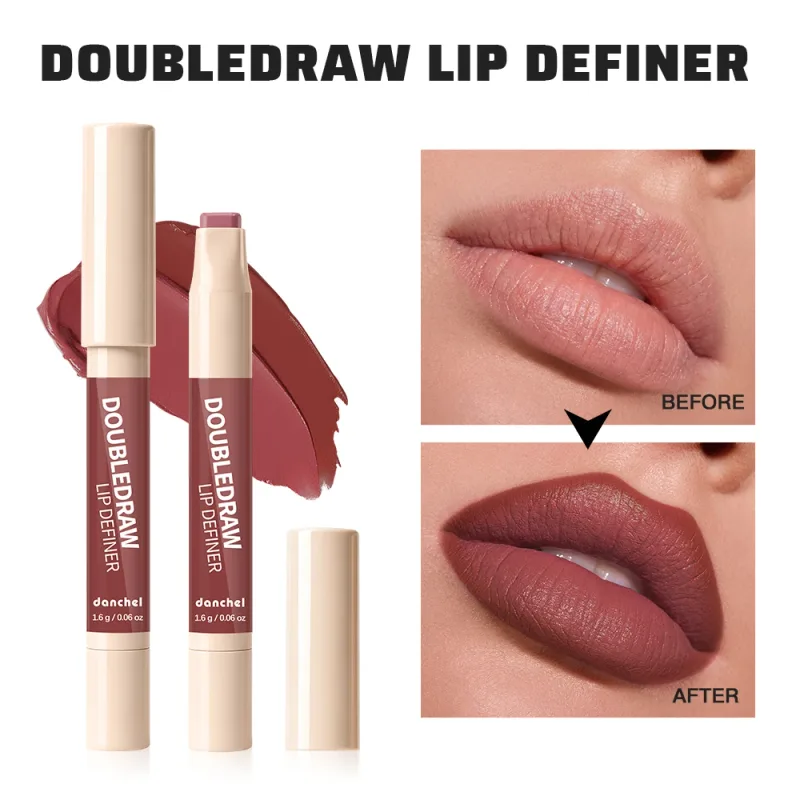 Double Draw Lip Definer 2 In 1 Lip Liner And Lip Gloss Silky Cream Texture Long Lasting Hydrating High Pigment Waterproof Makeup — image 3