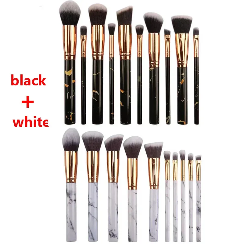 10 ชิ้น Marble แปรงแต่งหน้าพรีเมี่ยมสังเคราะห์ Kabuki Foundation Blending Face Powder Blush คอนซีลเลอร์อายแชโดว์แปรง — image 10