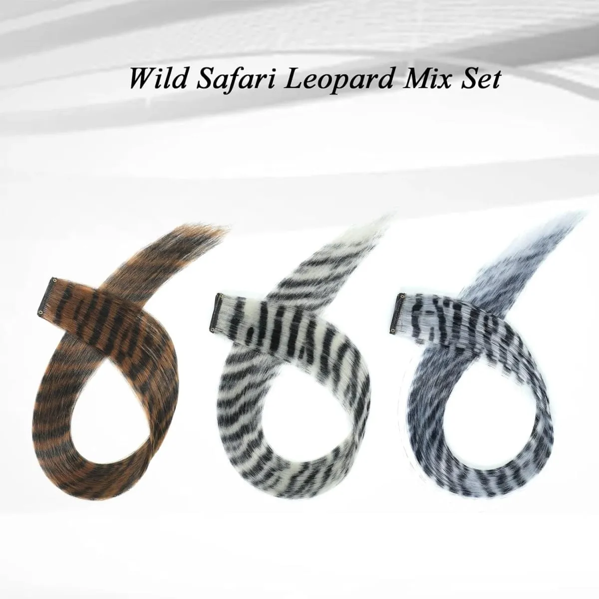Clip-in-Haarverlängerungen, 55,9 cm, braun/grau/weiß, synthetisch, lang, gerade, hypoallergen und wiederverwendbar, voluminös, gewellt — image 5