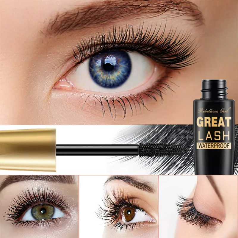 5D Svart Vattenfast Mascara Förlänger Ögonfransar Förlängning Tjock Silk Fiber Mascara Kvinnlig Makeup Ögon Kosmetik Verktyg för presenter — image 5