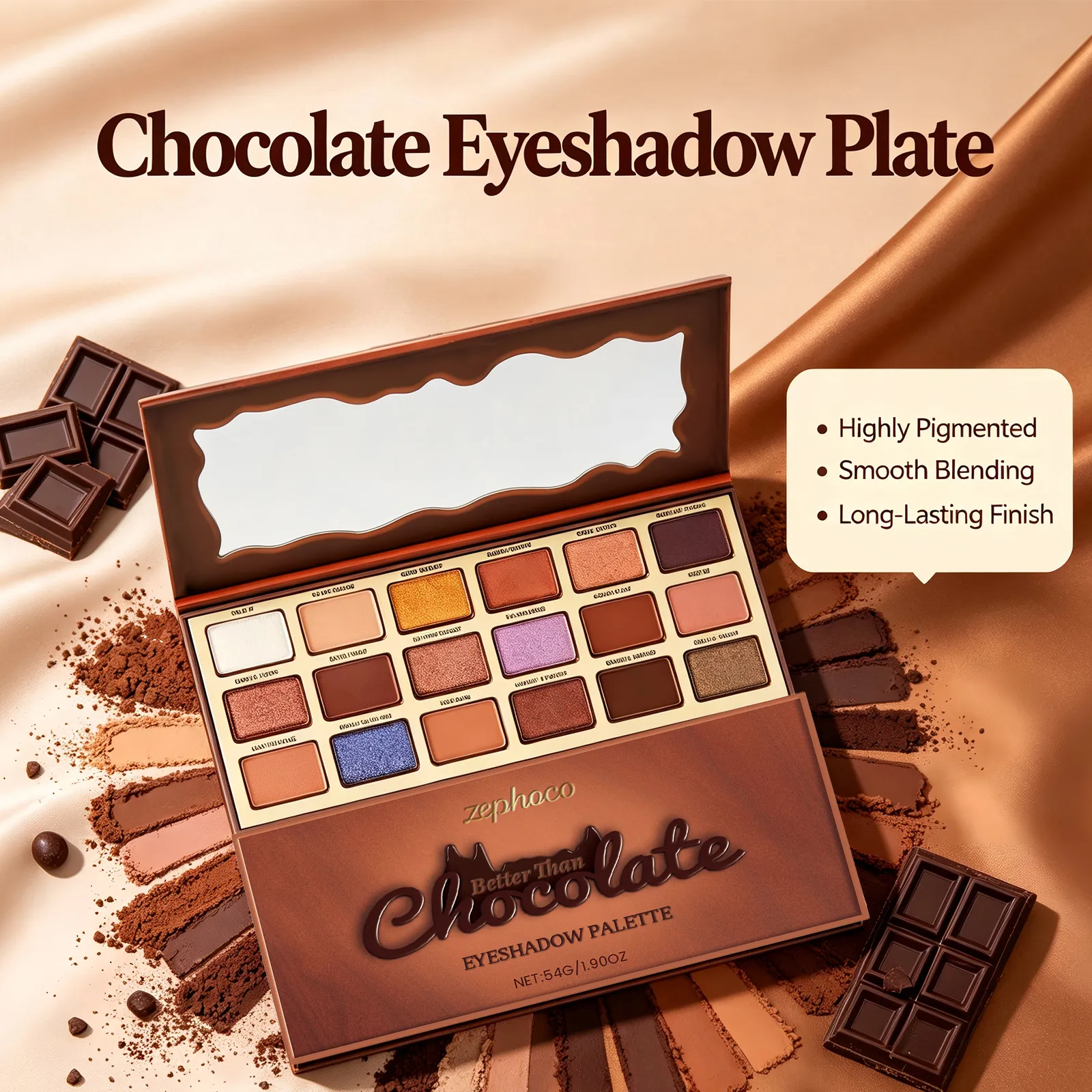 Palette de fards à paupières Style chocolat, 18 couleurs, reflets colorés de la terre, ton froid, pigmenté longue durée, maquillage pour les yeux — image 2
