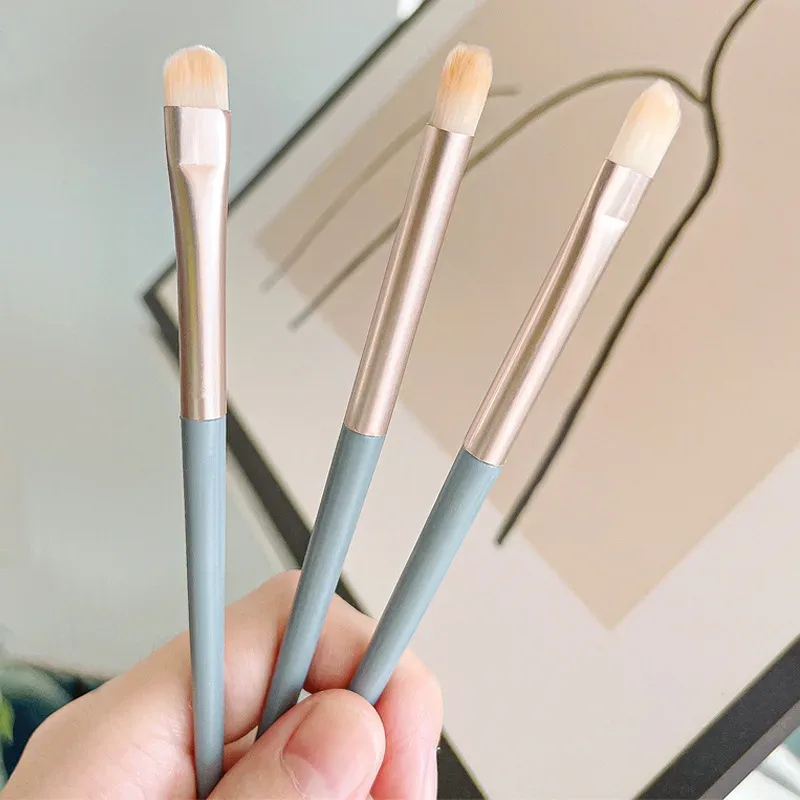 3 Pçs/set Pro Maquiagem Pincéis Cosméticos Sombras Blending Smudge Pincel de Maquiagem Delineador Deitado Bicho Da Seda Escova Ferramentas de Beleza
