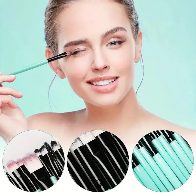 Sada 20ks štětců na make-up pro kosmetiku Foundation Blush Powder Eyeshadow Kabuki Blending Brush with Powder Puff Beauty Tools — image 5