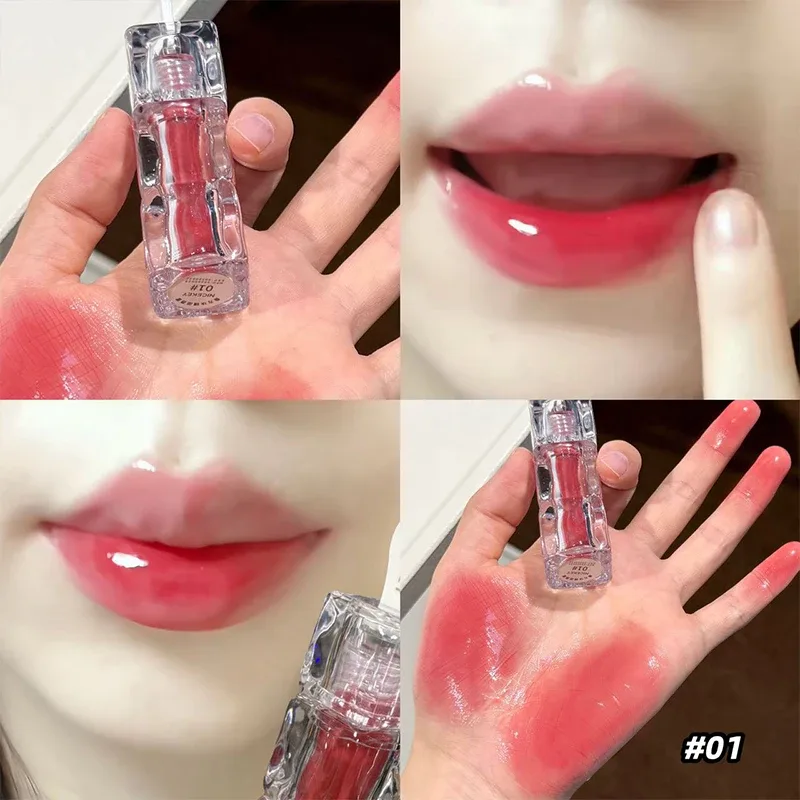 Brillant à lèvres miroir aqueux, hydratant durable, facile à porter, vernis à lèvres en verre d'eau, teinte rouge Sexy, cosmétiques — image 3