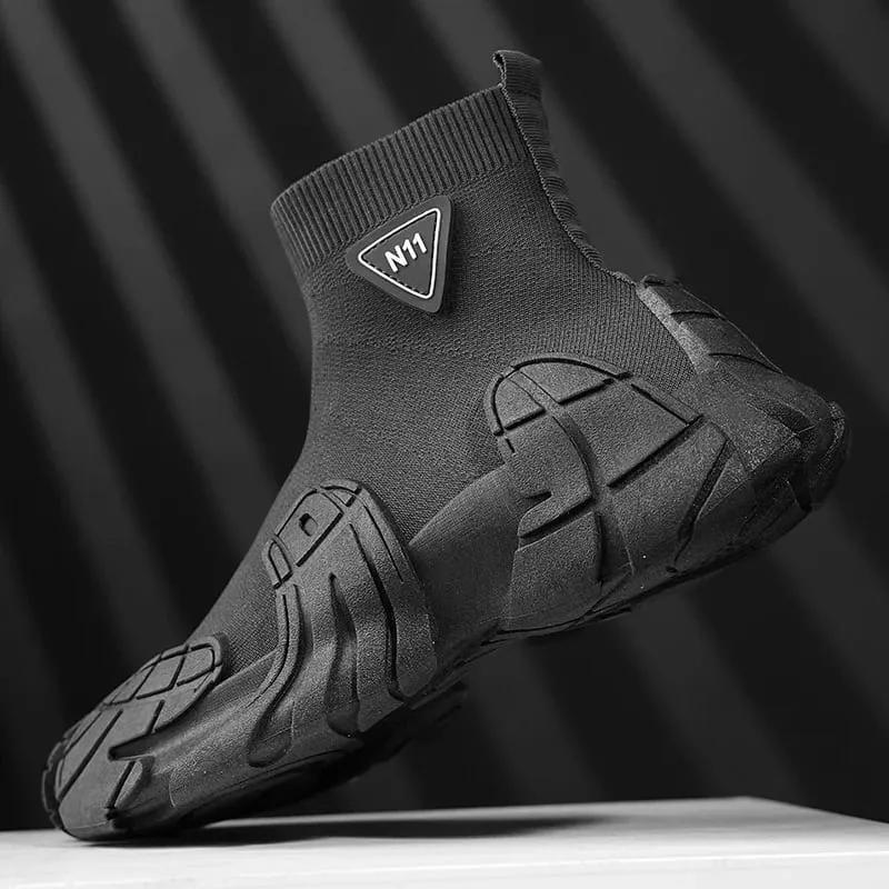 Stivali casual da uomo per esterni Stivali invernali firmati Scarpe da ginnastica morbide Calzini da uomo traspiranti Scarpe slip on scarpe sportive da passeggio leggere e piatte — image 6