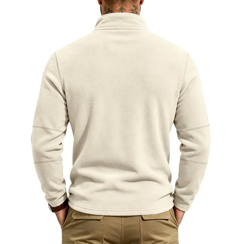 Men's Quarter Zip Polar Fleece Pullover Stand Collar Long Sleeve Casual Warm Sweatshirt For Autumn Winter Daily Commute Wear — image 2