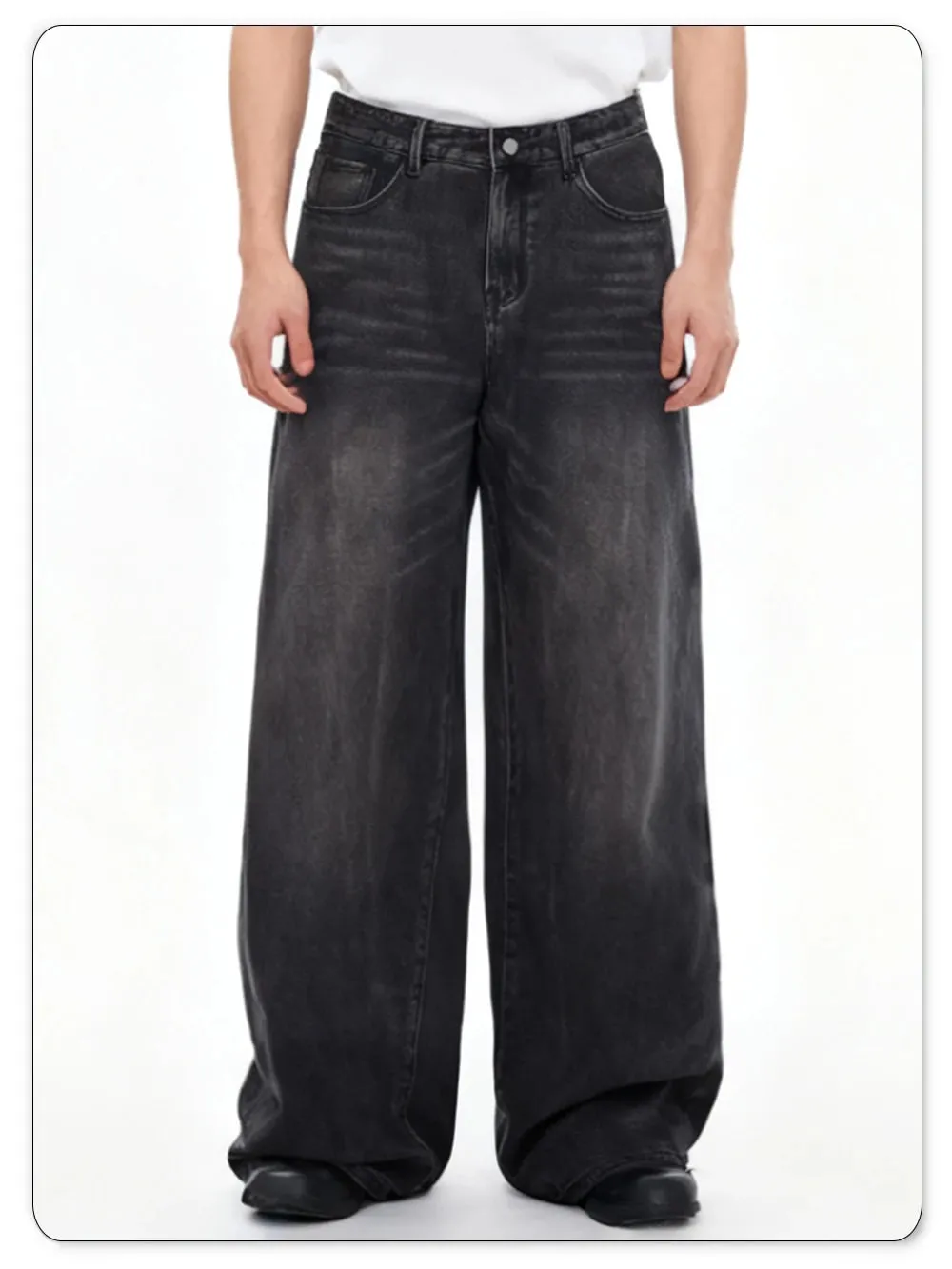 Seluar Jeans Lelaki Empat Musim Versi Korea Seluar Kasual Pelajar Amerika Retro Kelabu Hitam Longgar Kaki Lebar Jean Longgar Seluar Denim Lelaki — image 8