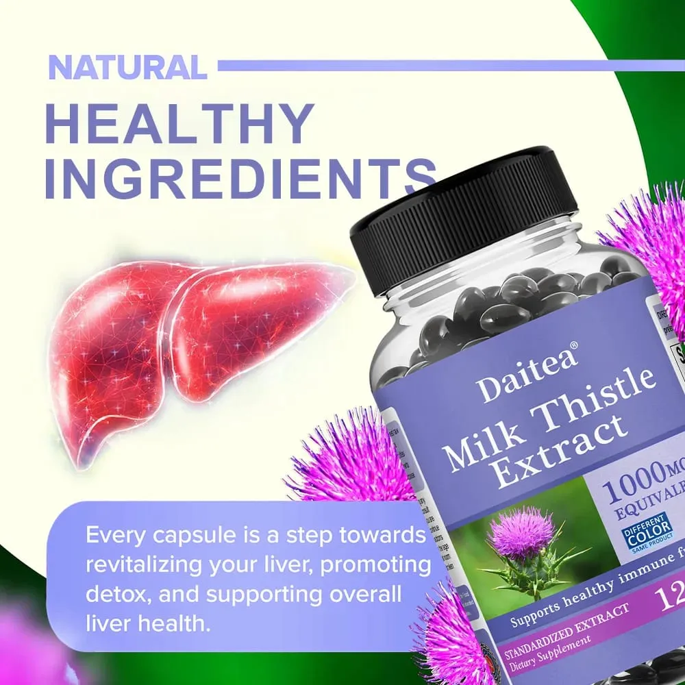 Milk Thistle Capsules - 1000mg for Health Boosts Liver Detox Antioxidants for Skin and Digestive Liver Health — image 4