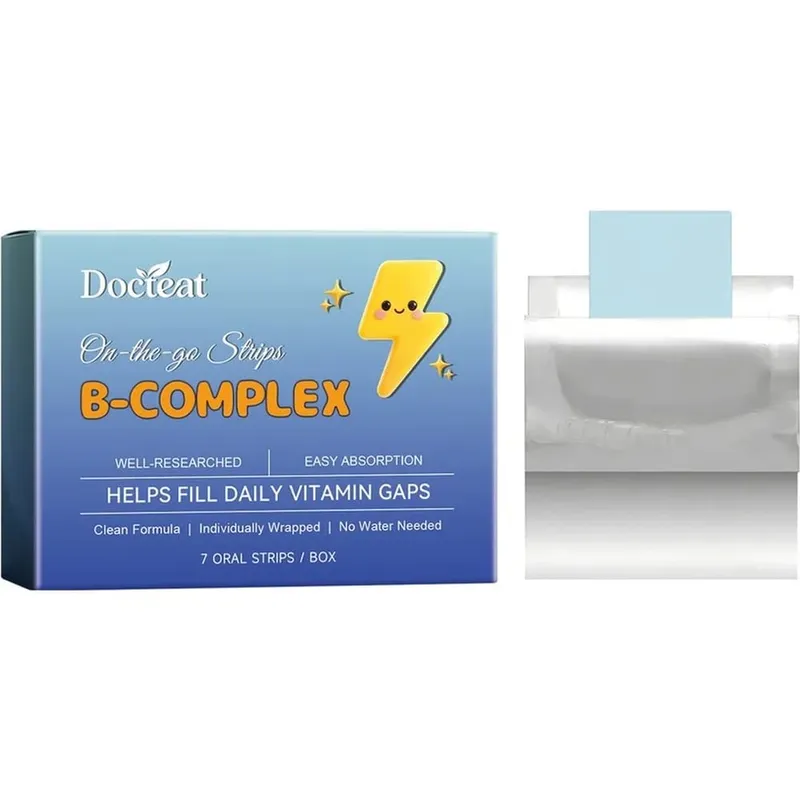 Docteat B-Complex Tiras de disolución oral Apoya el metabolismo energético y la salud de los nervios Ayuda a llenar los vacíos vitamínicos diarios 7 tiras