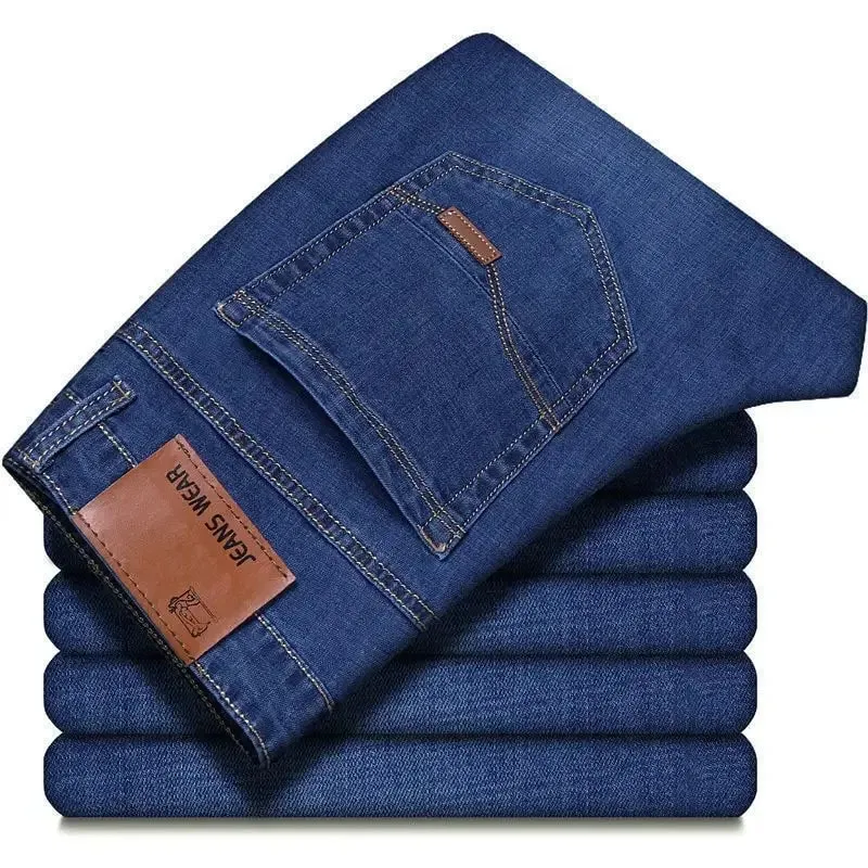 2025 Seluar Jeans Lelaki Perniagaan Baru Kasual Selesa Straight Stretch Fesyen Klasik Premium Biru Hitam Seluar Denim Seluar Besar — image 4