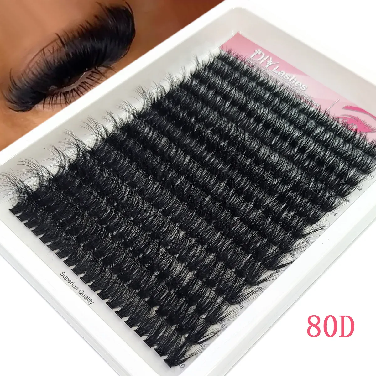 14 Reihen Fluffy Lash Bundle Thick Curl Lash Bundle Extended 80D-100D Cat Eye Lash Extension Wimpern — image 3