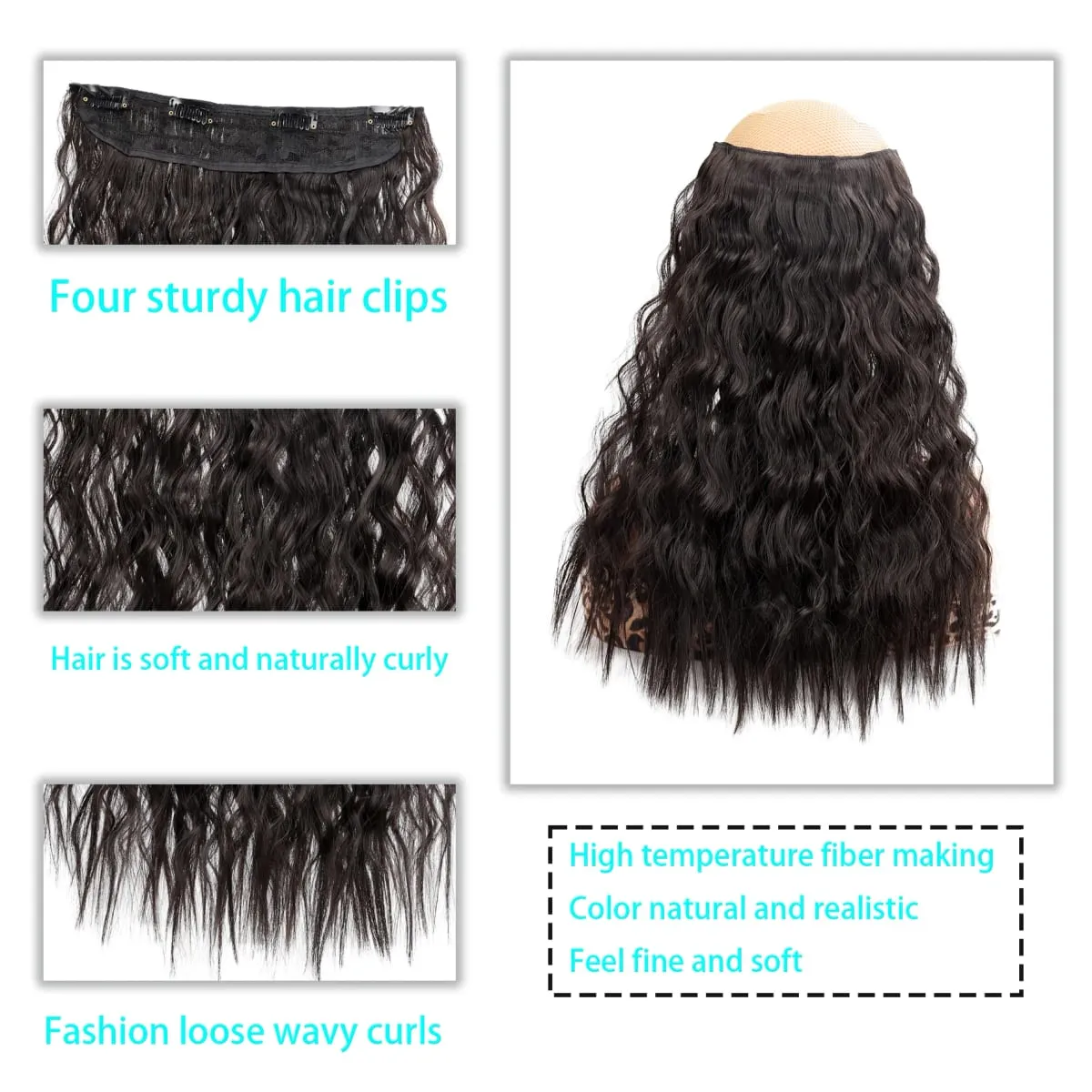 Synthetic corn beard curly hair extensions in three sizes wig head covers full top hair covers replacement for women's wigs — image 6