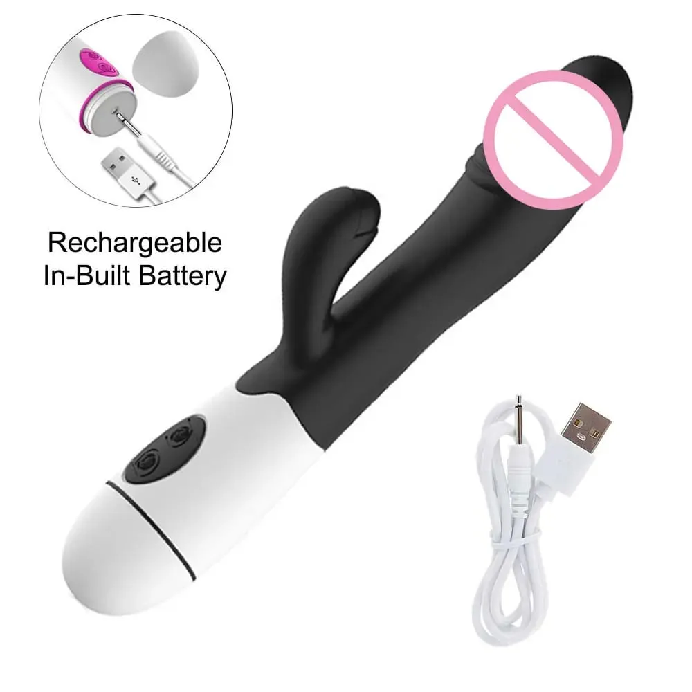 30 Speed Rechargeable Handheld Silicone Adult Clit Clitoral Clitoris Sex Toy G Spot Dual Motor Rabbit Vibrator for Women Female — image 4
