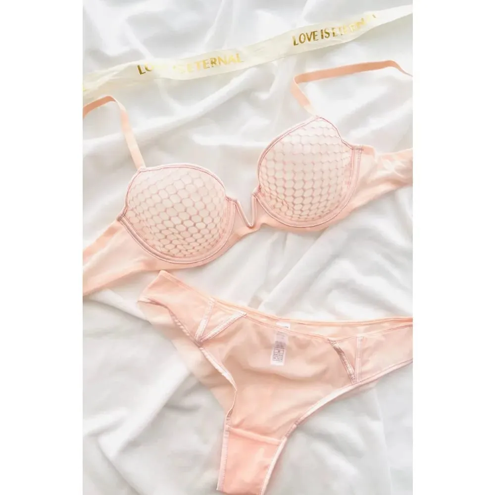 Halv kop minimizer bh til kvinder sommer ultra tynd blød bøjle push-up fransk dyb v-hals plus størrelse brystholder 34-44 B-C CUP — image 3