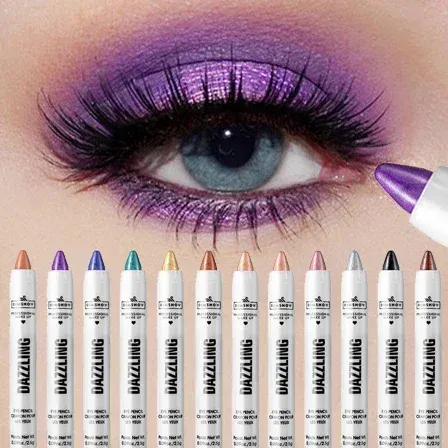 12 Warna Pensil Pembayang Mata Pearlescent Kalis Air Kilauan Berkilauan Berkilauan Mata Pembayang Mata Pen Celak Stick Mata Alat Solekan — image 2