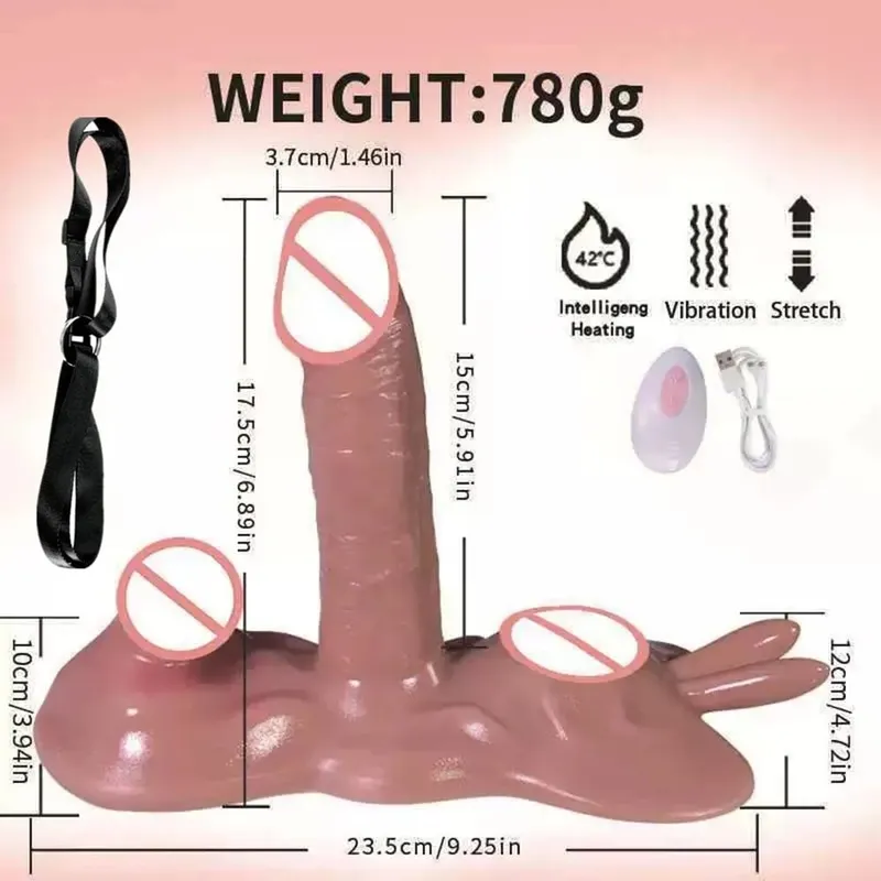 Sexlegetøj Thrusting Dildo Vibrator Justerbar Strap On Fjernbetjening Vibrerende Massager G spot Anal Vaginal Stimulator Sexlegetøj