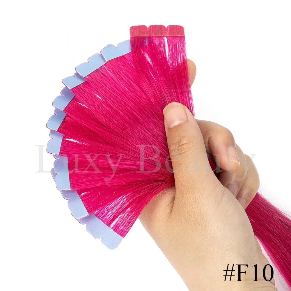 Colored Mini Tape in Hair Extensions Invisible Seamless Tape in Human Hair 10pcs/set Pink Red Green Purple Blue Mini Tape Hair — image 17
