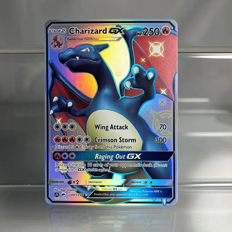 Charizard PTCG Single Collection Card 1. vydání 1996 Vmax Ex Rare Rainbow Card PKM Proxy karty Hračky Dárky — image 9