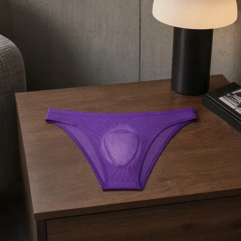 Miękki lodowy jedwab męskie majtki trójkątne bielizna oddychająca męska cienkie figi jednokolorowa bielizna w dużych rozmiarach dla mężczyzn męskich — image 3