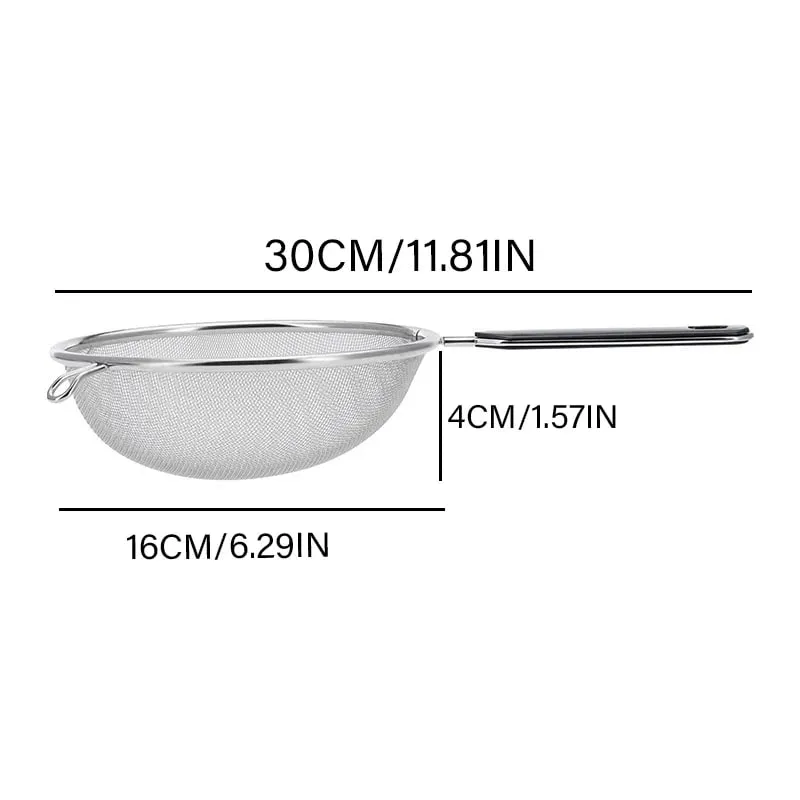 Ergonomic Kitchen Strainer for Christmas Recipes - 12 Inch with Non-Slip Handle & Hook Sturdy Fine Mesh for Draining and Rinsing — image 6
