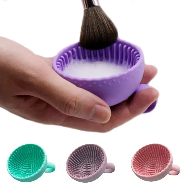 Čistič štětců na make-up Skládací miska na čištění labutěnky Štětce na oční stíny Wash Clean Mat Kosmetické nástroje Měkká silikonová krabička na čištění — image 1
