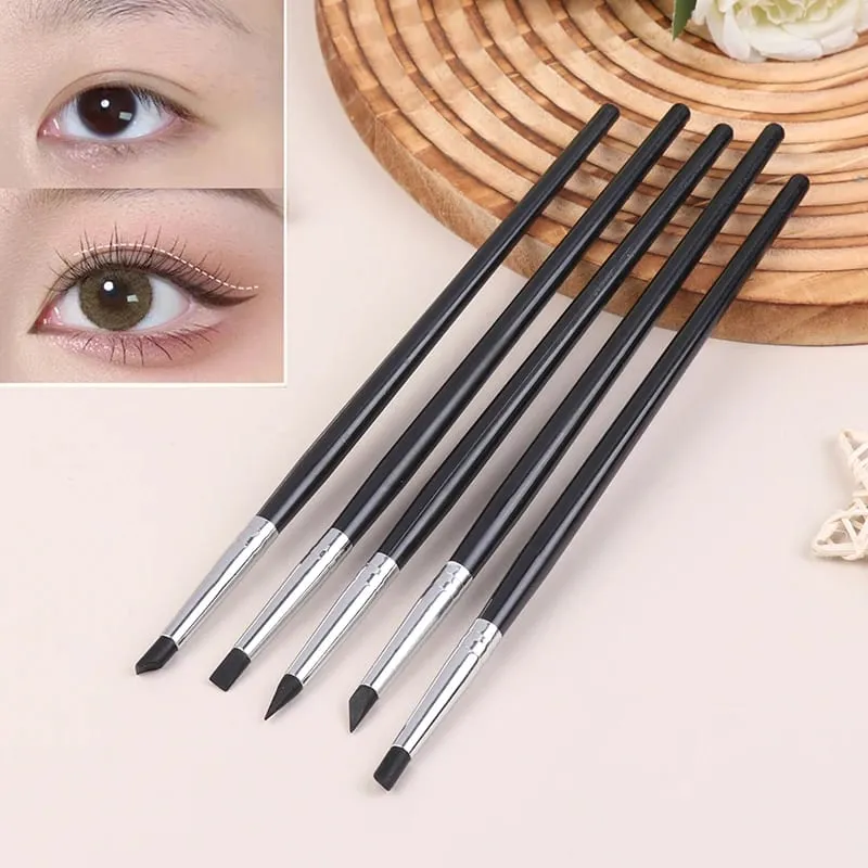 【Kuas Eyeliner Silikon Hitam Kuas Lipstik Alis Serbaguna Mudah Digunakan Pena Lukis Kuku Rias Pembentuk Mata】 — image 5