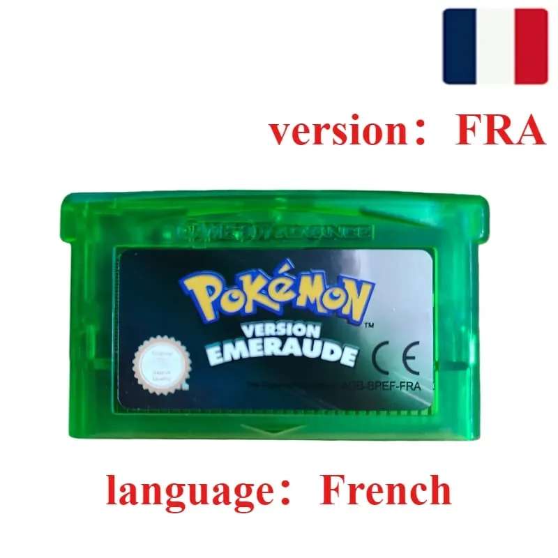 FRA Versione Francese Serie Pokemon Cartuccia di Videogioco a 32 Bit Smeraldo Rosso Fuoco Verde Foglia Rubino Zaffiro GBA Gioco di Carte Giocattolo Regalo — image 8