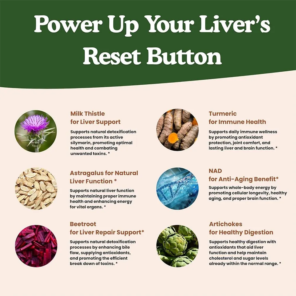 Liver Support Capsules Milk Thistle Extract Glutathione Dandelion Artichoke Liver Cleanse & Detox Antioxidant Digestion Support — image 5