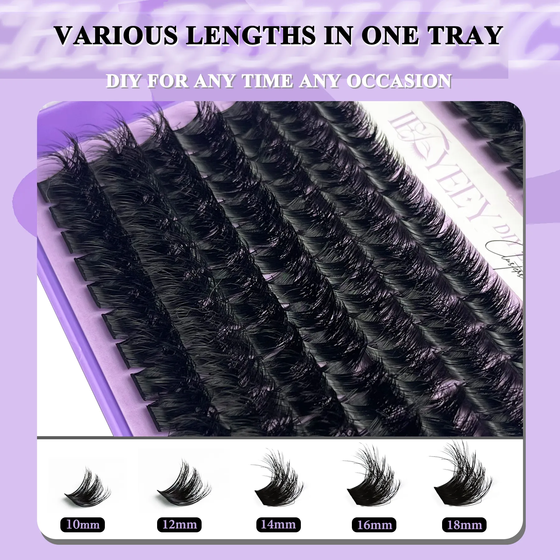 5D Volume Fluffy Lashes กลุ่ม 50D-150D ธรรมชาติหนา Mink Cluster Lashes 10-18 มม.ความยาวผสม DIY ขนตา — image 4