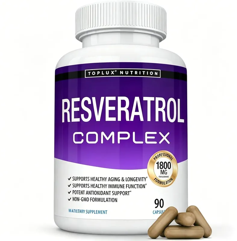 Complexo de Resveratrol - Suplemento de Resveratrol Trans com Semente de Uva - Promove o envelhecimento saudável, função cerebral do sistema imunológico 90 comprimidos