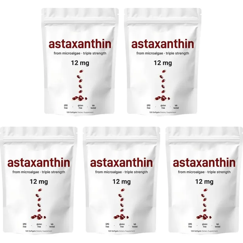 Astaxanthin 12mg měkké gely z mikrořas Triple Strength Antioxidant Supplement Cellular Wellness & Everyday Balance 120 Count