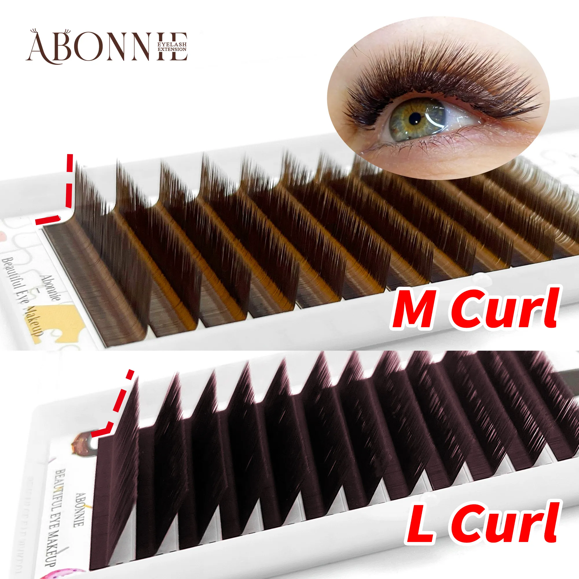Abonnie LB สีน้ำตาลขนตา M Curl คลาสสิกขนตา Foxy Eye Lash โกโก้ Lashes ขนตาสี Fluffy Lashes — image 6