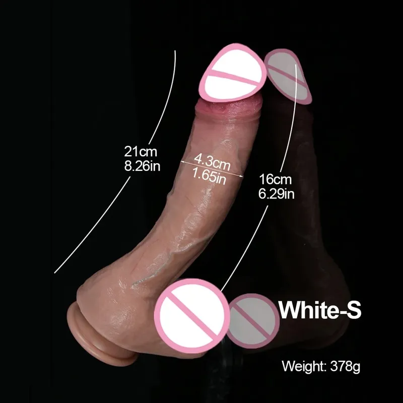 XXL Weißer realistischer Silikondildo, weicher Schwanz, Saugnapf, Penis, Analsexspielzeug, Damen-G-Punkt-Stimulator mit gebogenem Schaft und Kugel