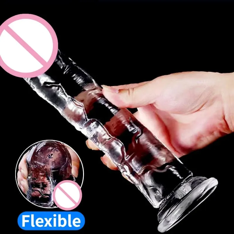 Pene finto trasparente senza uova morbido realistico pene finto ventosa butt plug giocattoli del sesso per coppie giocattoli del sesso anale della vagina dildo — image 3