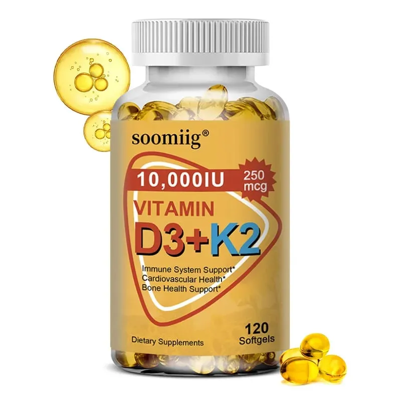 Suplemen Vitamin D3 K2 Softgel Capsule Menyokong Tulang Sendi dan Kesihatan Imun Tulang Kuat & Sihat untuk Lelaki Wanita — image 1