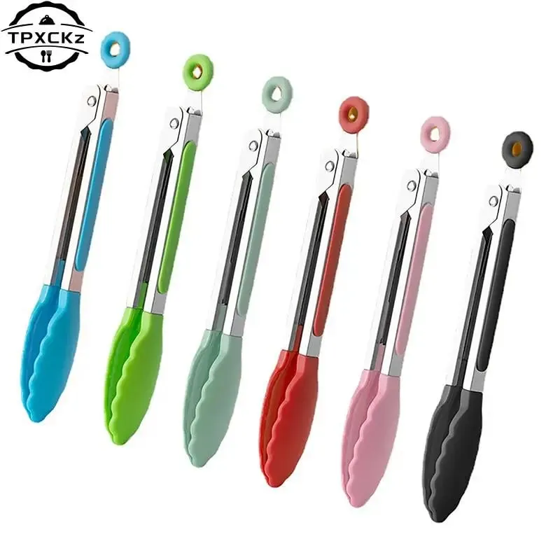 Silikon BBQ Grillen Tong Küche Kochen Salat Brot Servieren Tong Antihaft Grill Clip Clamp Edelstahl Werkzeuge Gadgets — image 2