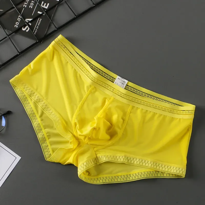Hot Selling Ice Silk Men Underwear Seamless Transparent Boxer Shorts Ultra-thin Breathable Comfortable Panties Underpants — image 2