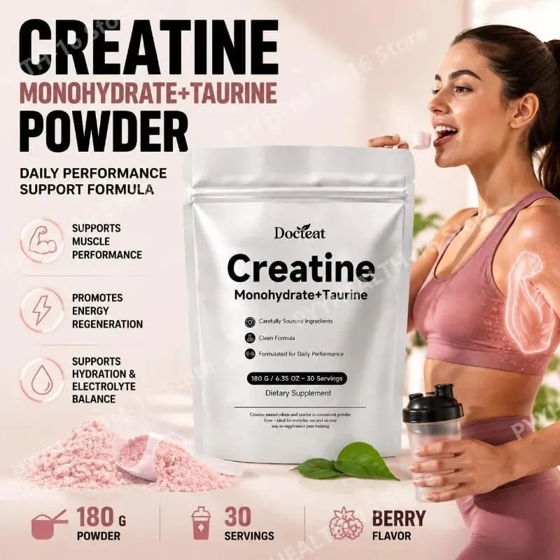 Docteat Creatina Monoidrato in Polvere con Taurina Prestazioni Muscolari e Supporto Energetico per Capacità ad Alta Intensità 30 Dosi — image 2